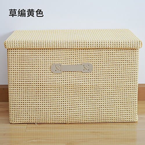 BAGESNL Folding/non-woven cotton/storage box/student/toy/portable/durable/rainbow color/book/clothes/box/sorting box, 50x47x30, yellow