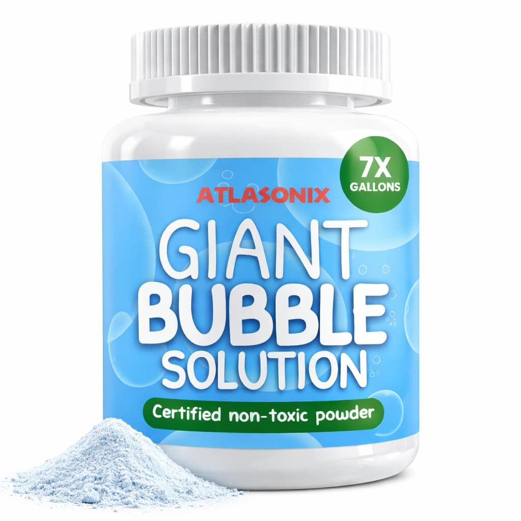 Atlasonix Giant Bubbles Mix - Makes 7 Gallons of Big Pure Bubble Solution for Kids | Non Toxic All Natural Bubble Concentrate for the Largest Bubbles | Birthdays, Outdoor Family Fun for Girls and Boys