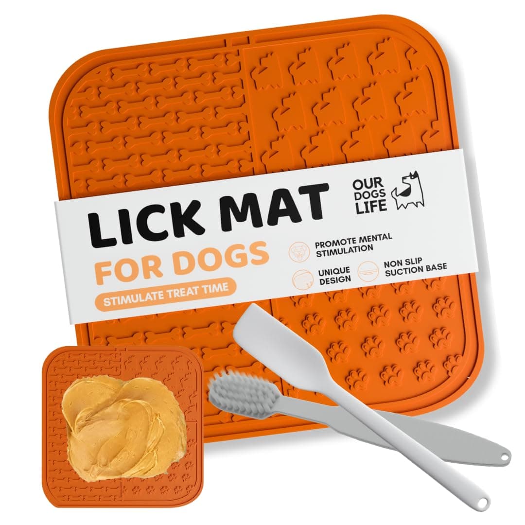 Slow Feeding licky mats for dogs with Suction Cup, Spreader, & Brush | Effective Boredom & Anxiety Reducer for Dogs | Anti Slip, Stimulating Design & Easy to Clean dog lick mats