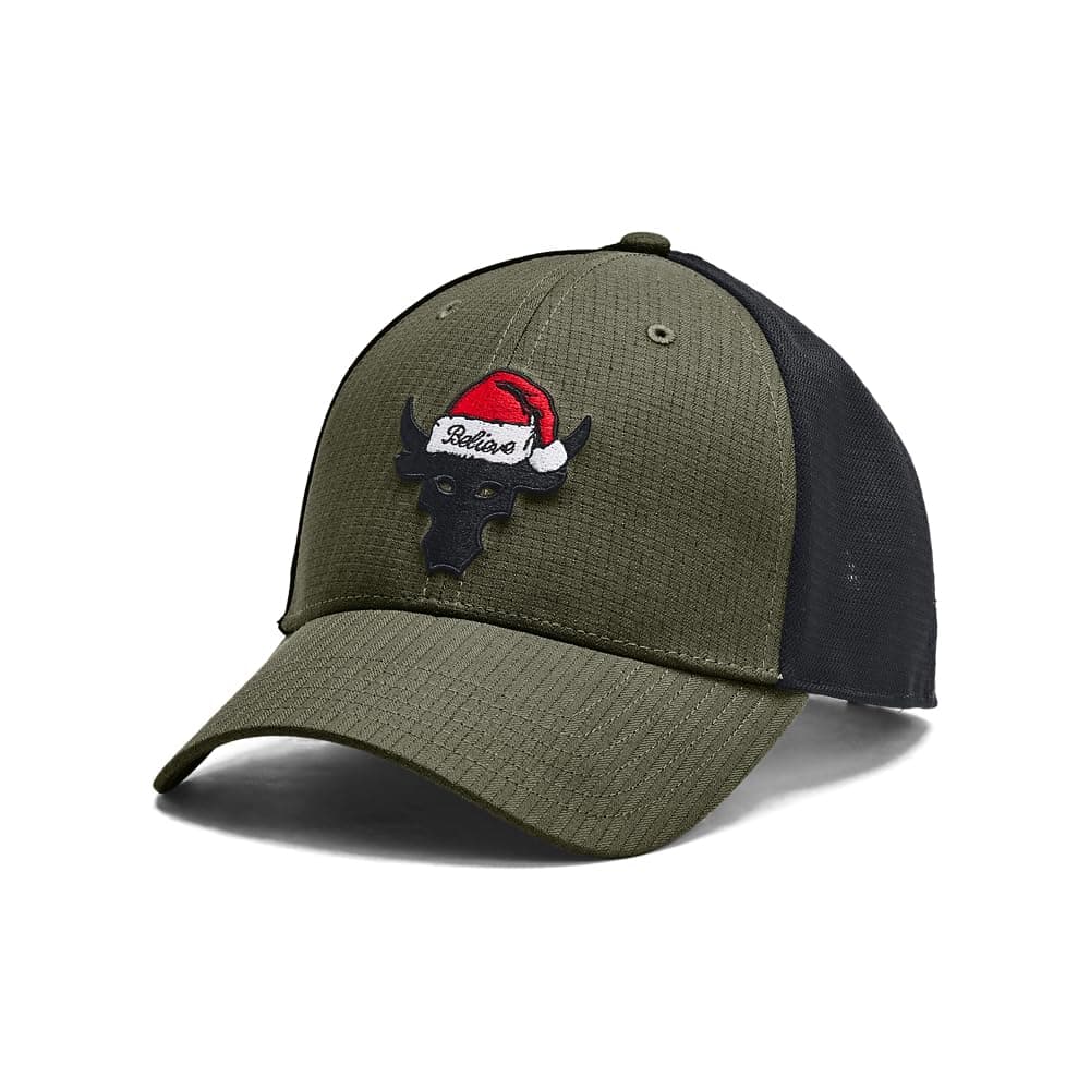 Men's Project Rock Red One Trucker Hat, Marine OD Green/Black/Red, One Size Fits Most
