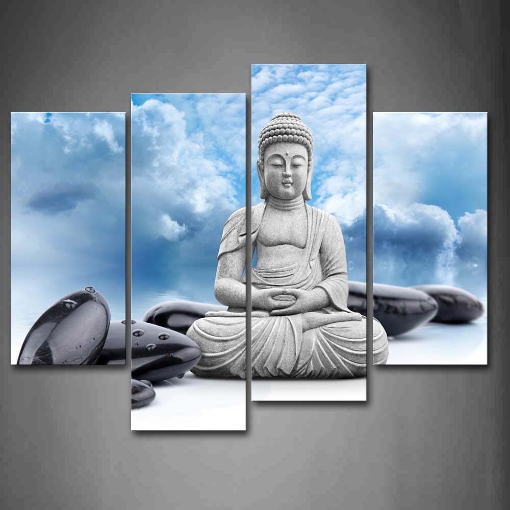 Buddha and Spa Stone in Blue Sky Wall Art Painting Pictures Print On Canvas Religion The Picture for Home Modern Decoration