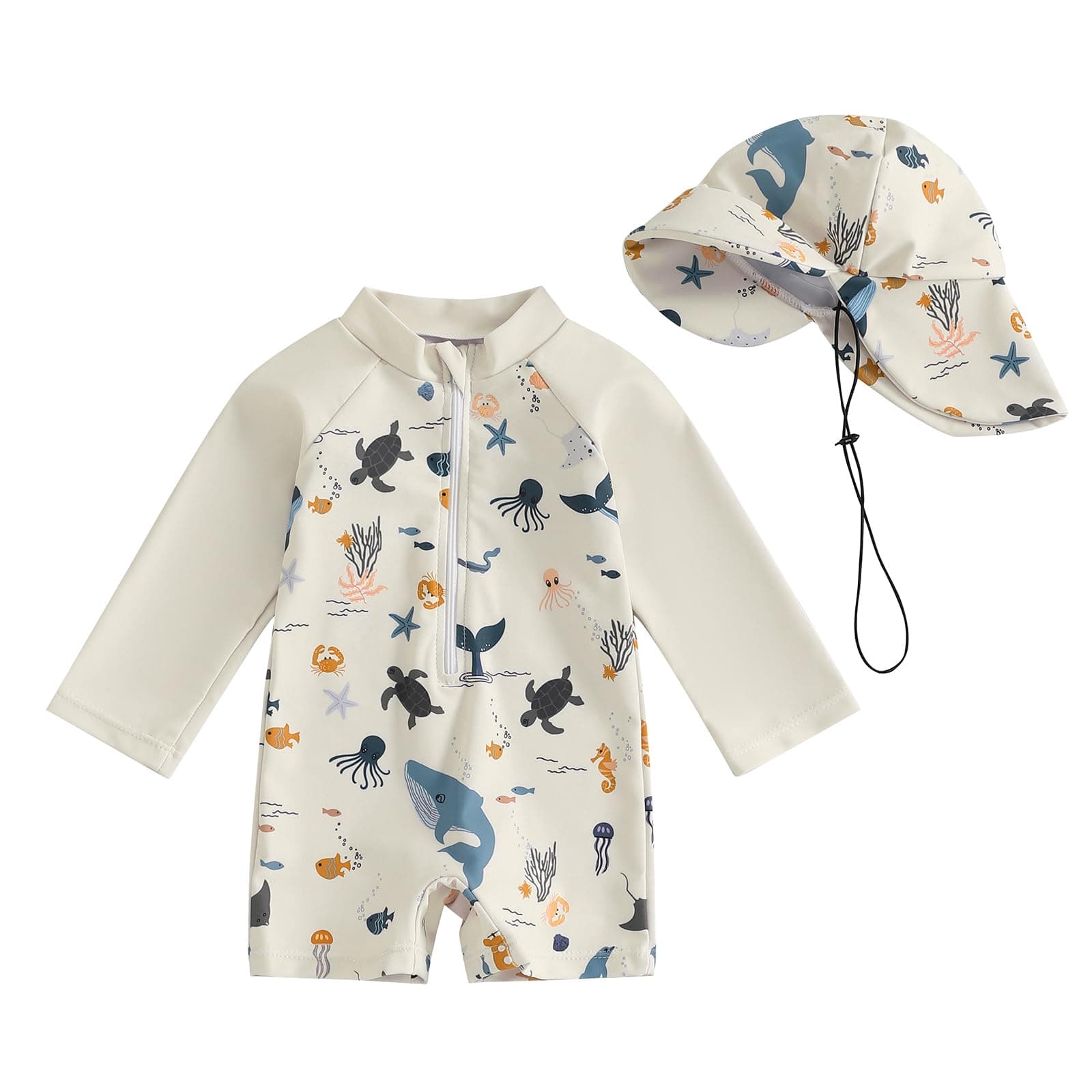 Baby/Toddler Boy Rash Guard Swimsuit Long Sleeve One Piece Zipper Swimwear Sunsuit Infant Bathing Suit Beachwear