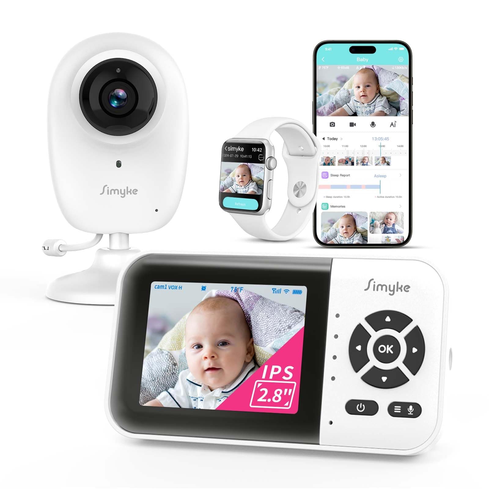 Smart Baby Monitor with Camera and Audio, Dual Mode, WiFi Switch, 2.8 Inch Screen, App, 1080p Camera, 450 Meters Range, Night Vision, Two-Way Communication