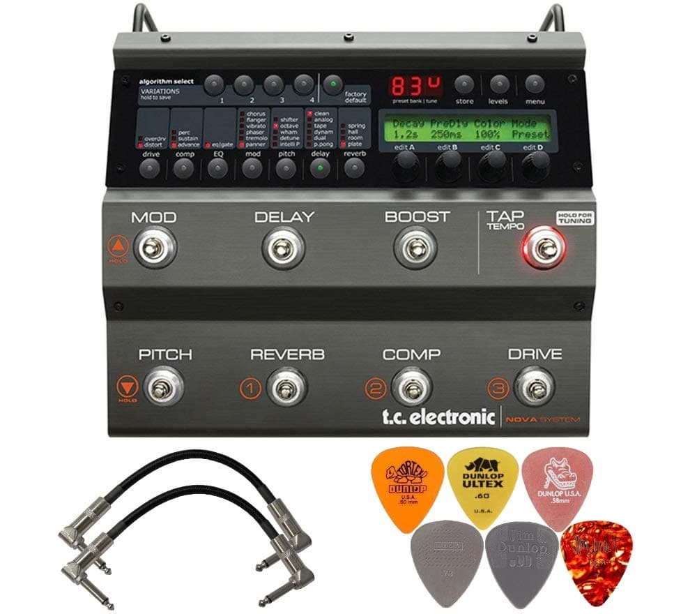 TC Electronic Nova System Multi-Effects Processor Bundle with 2 Patch Cables and 6 Dunlop Picks