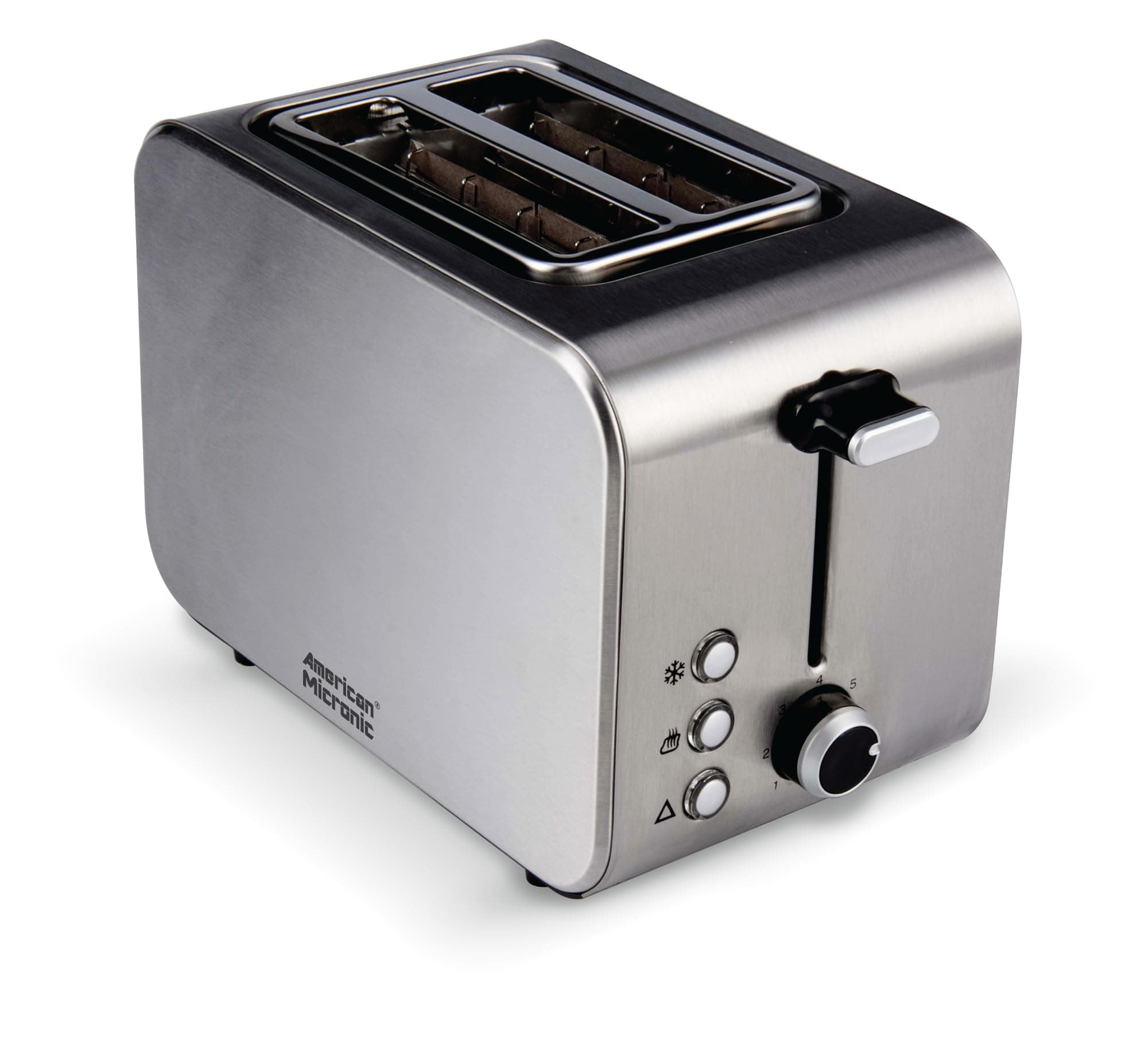 AMERICAN MICRONIC INSTRUMENTS - 2-Slice Stainless Steel Pop-up Toaster with Cancel, Reheat Functions (AMI-TSS1-85Dx- 850 Watts, Steel)