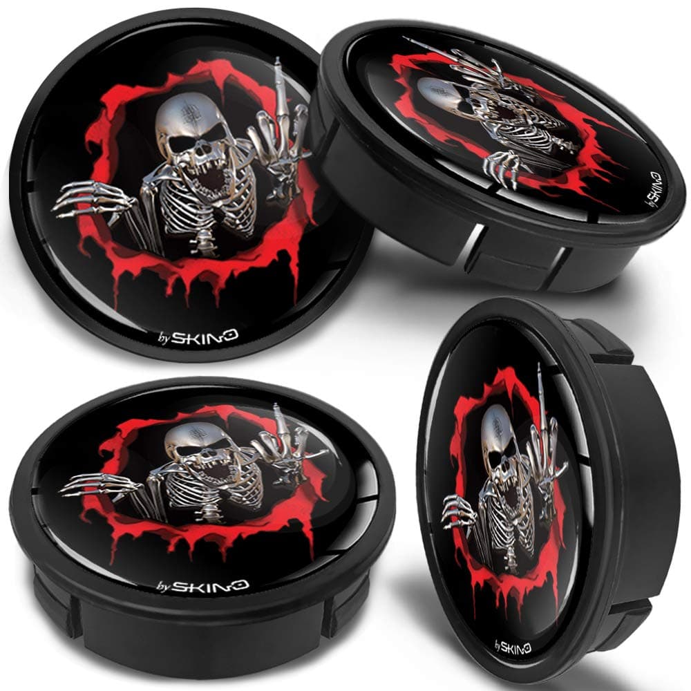 4 x 60mm ABS Car Alloy Wheel Centre Universal Rims Hub Center Caps Auto Tuning Logo Emblem Silver Black Skull CX 20