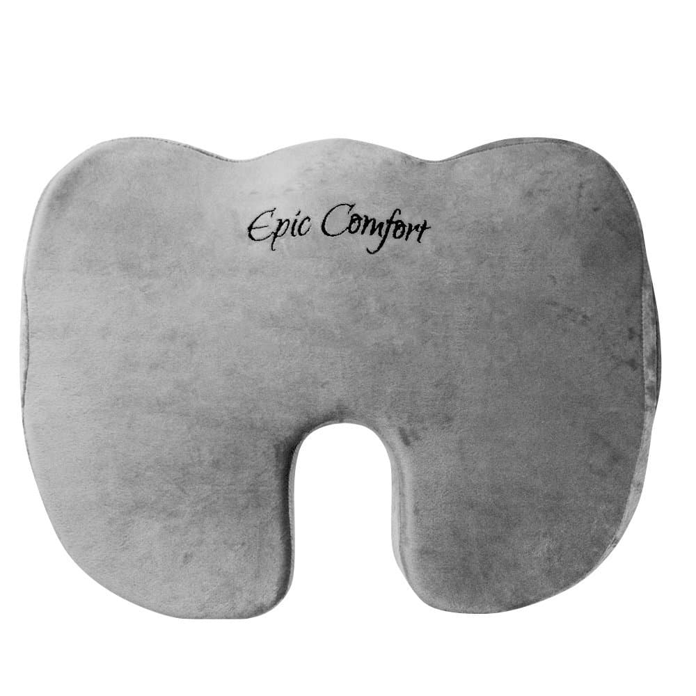 Epic Comfort Coccyx Orthopedic Memory Foam Office Chair and Car Seat Cushion for Back Pain and Sciatica Relief (Gray)