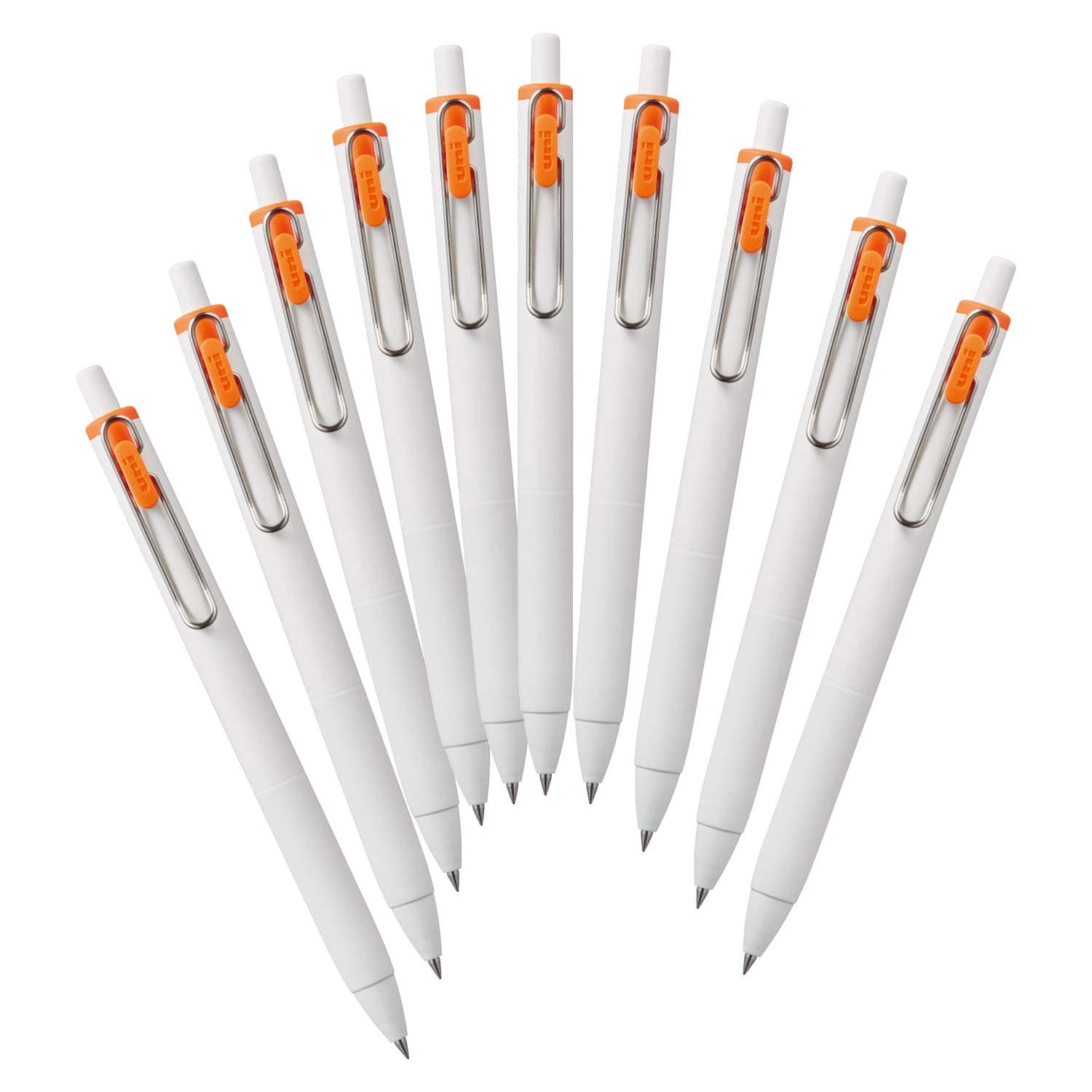 Mitsubishi Pencil UMNS05.4 Uniball One Gel Ballpoint Pen, Orange, 10 Pieces