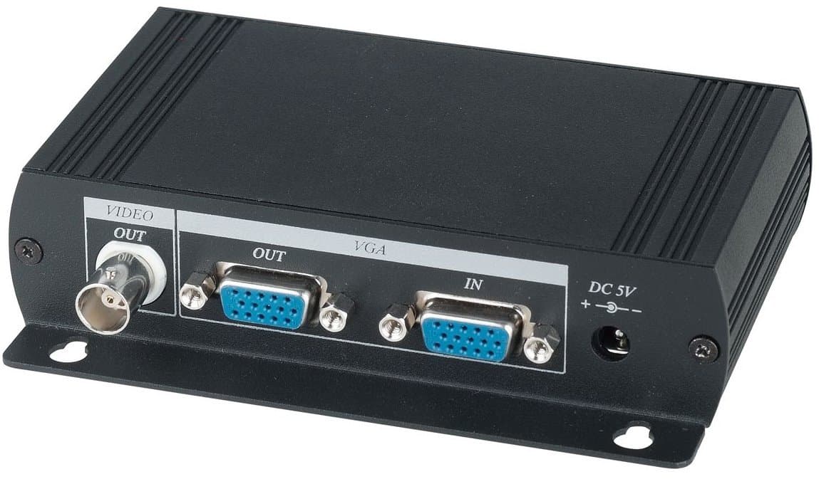 VGA to Composite Video BNC Converter, Dual Output to BNC and VGA, Output PC DVR on LCD TV