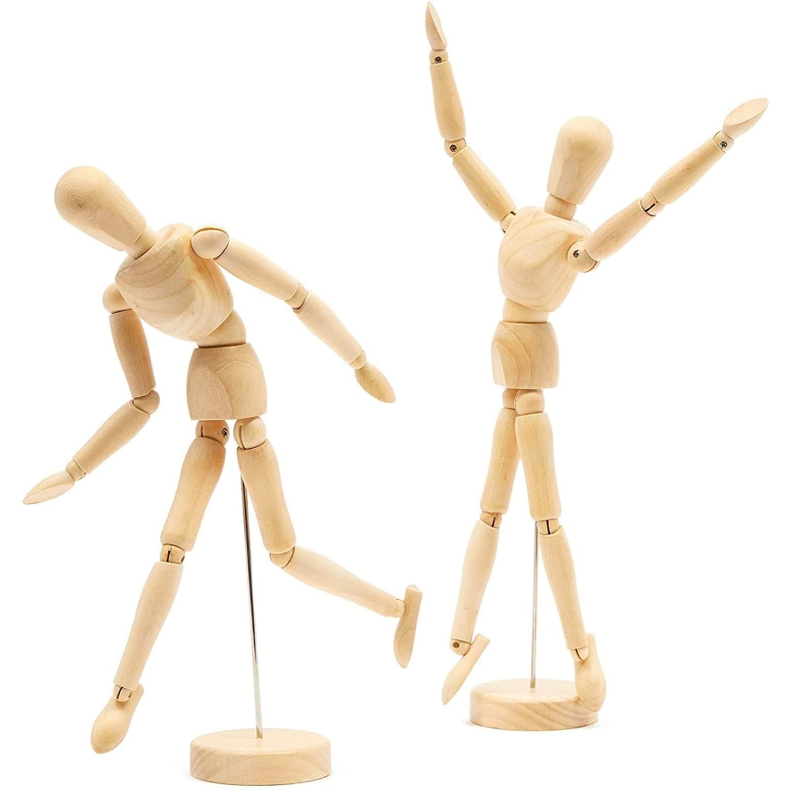Bright Creations Drawing Mannequin - Wooden Mannequin for Drawing & Figure Reference - 12-Inch, Wooden, 2-Pack