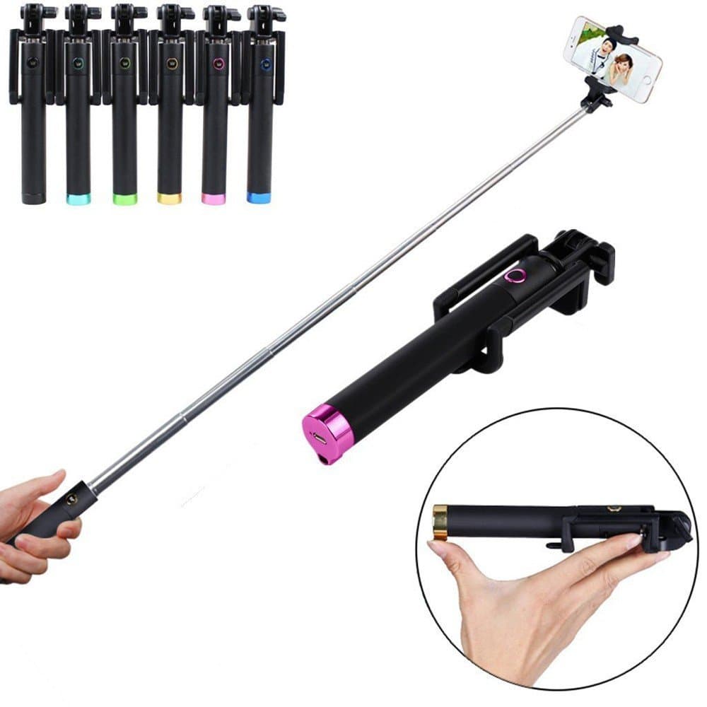 Selfie Stick, NovaMass Ultra Compact Foldable QuickSnap Self-Portrait Monopod Extendable Wireless Bluetooth Selfie Stick with Built-in Bluetooth Remote Shutter with Adjustable Phone Holder