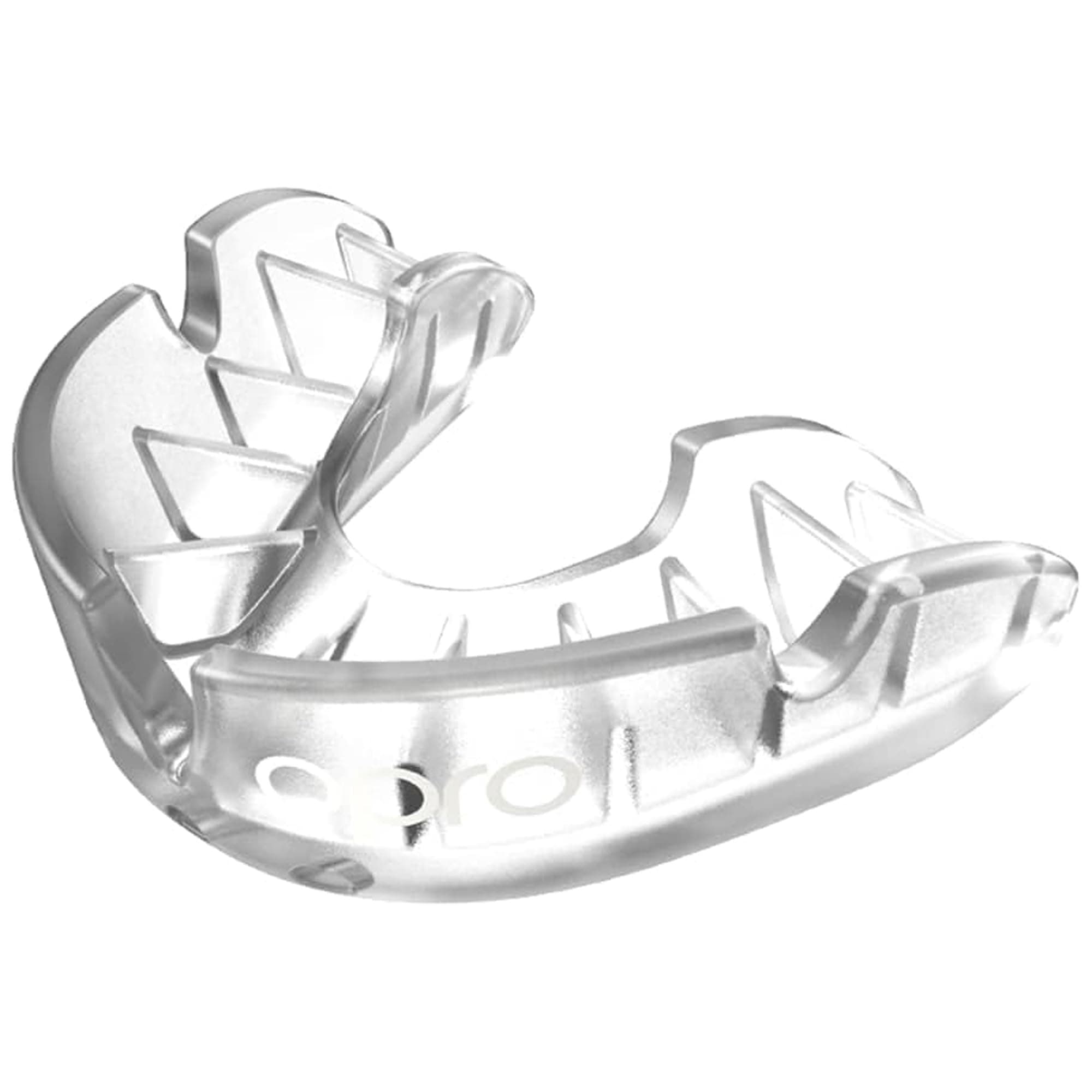 OPRO Silver Level Adult and Youth Sports Mouthguard with Case, Gum Shield Featuring Revolutionary Fitting Technology for Hockey, Lacrosse, Rugby, MMA, Boxing and Combat Sports (Youth,Clear)