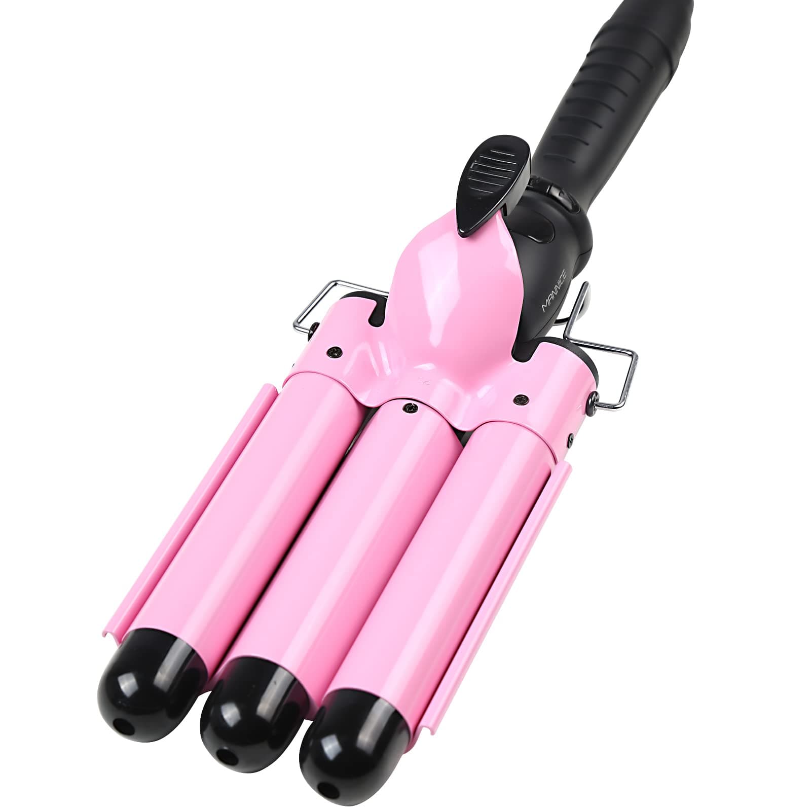 3 Barrel Hair Curling Iron Wand - Dual Voltage Temperature Adjustable 25mm Hair Crimper,1 Inch Ceramic Tourmaline Triple Barrels, Beach Hair Waving Styling Tools for Long Short Hair