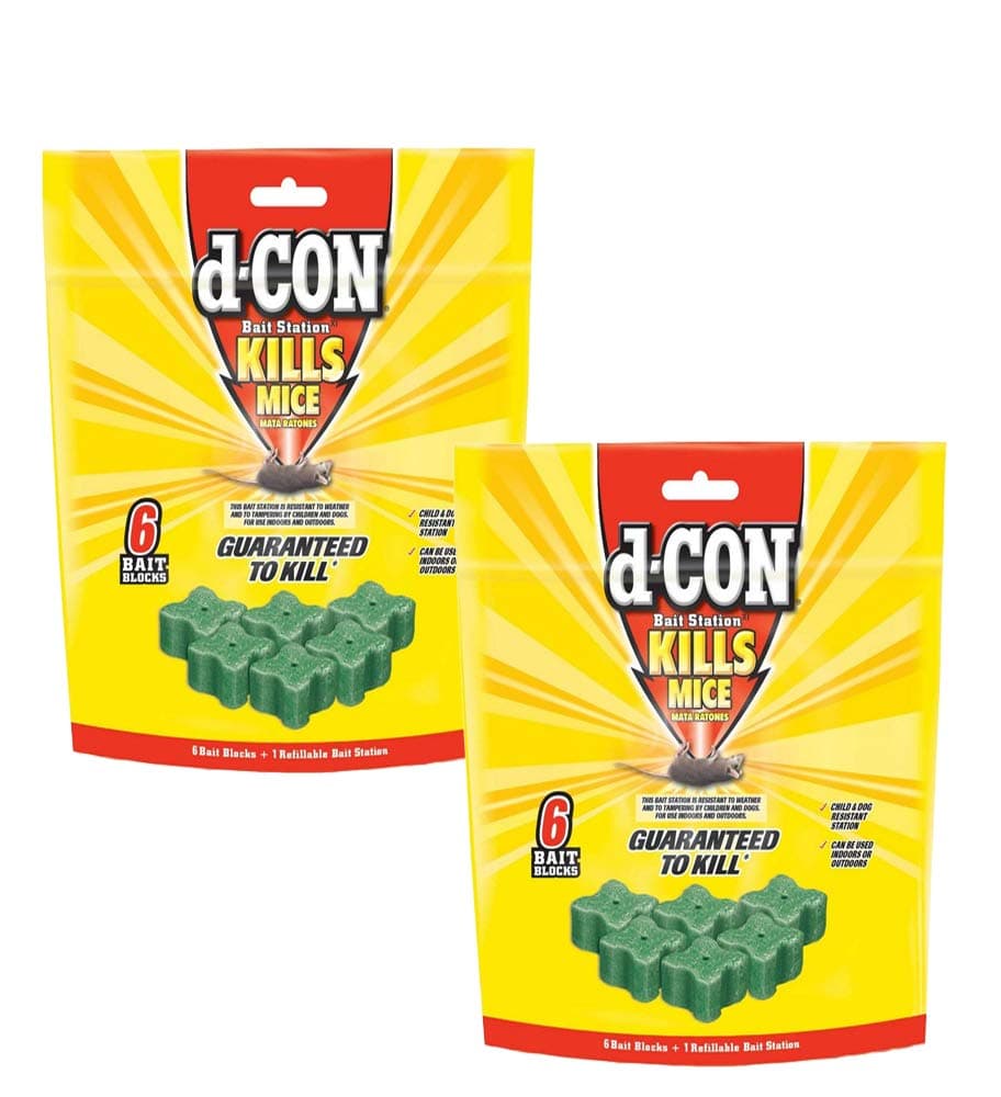 d-Con Rodent and Mouse Bait Station Corner Fit, 2 Bait Stations + 12 Refills