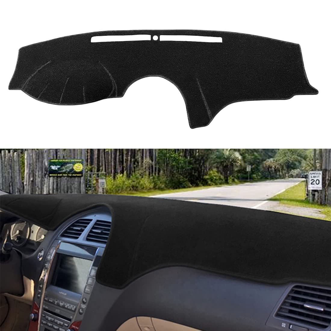 Dash Cover Mat Custom Fit for Lexus ES350 2007-2012, Dashboard Cover Pad Carpet Protector (Black) F117