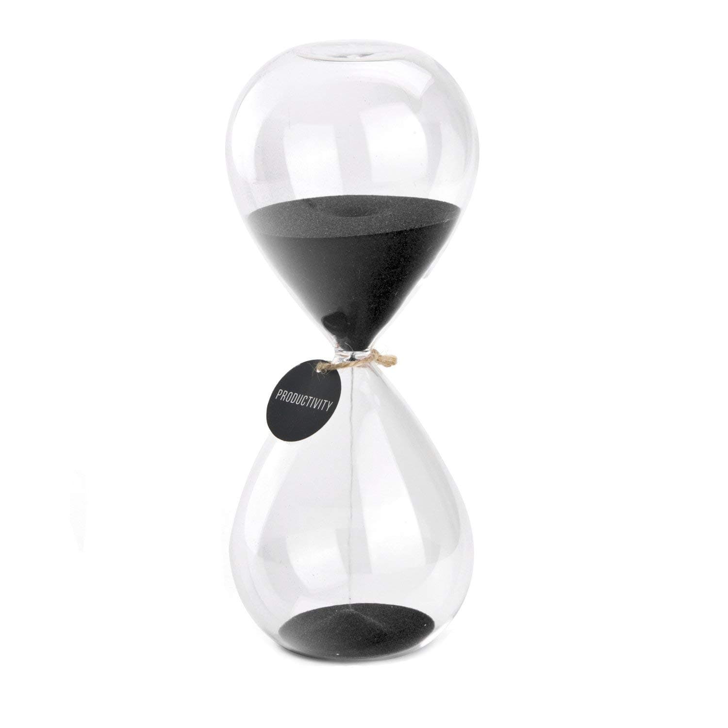 SWISSELITE Hourglass Sand Timers, Hourglass Sand Clock Inspired Glass for Home, Desk, Office Decor(8Inch-30Mins Black Beauty)