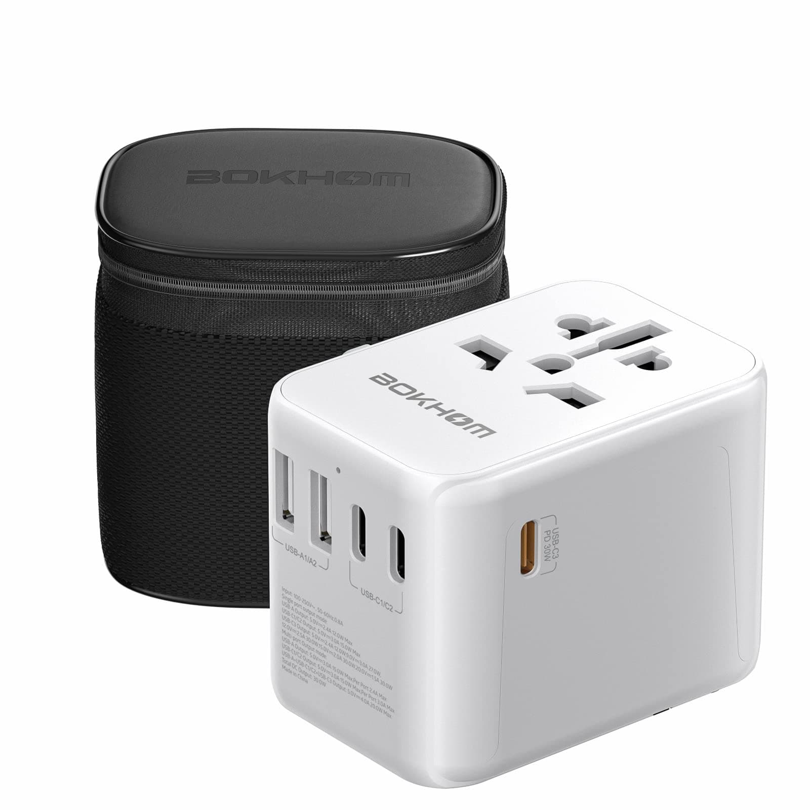 – Worldwide Travel Adapter With USB-C PD 30W Fast Charging, Universal Socket, Dual 10A Fuses, Surge Protection - All-in-One International Adapter for EU UK US AU Plugs