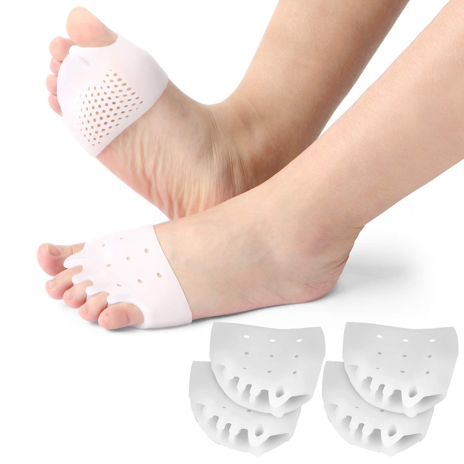 2 Pairs Gel Toe Separators Metatarsal Pads, Gel Toe Straightener for Overlapping Toes, Bunion Corrector, Hallux Valgus Forefoot Pain Relief.