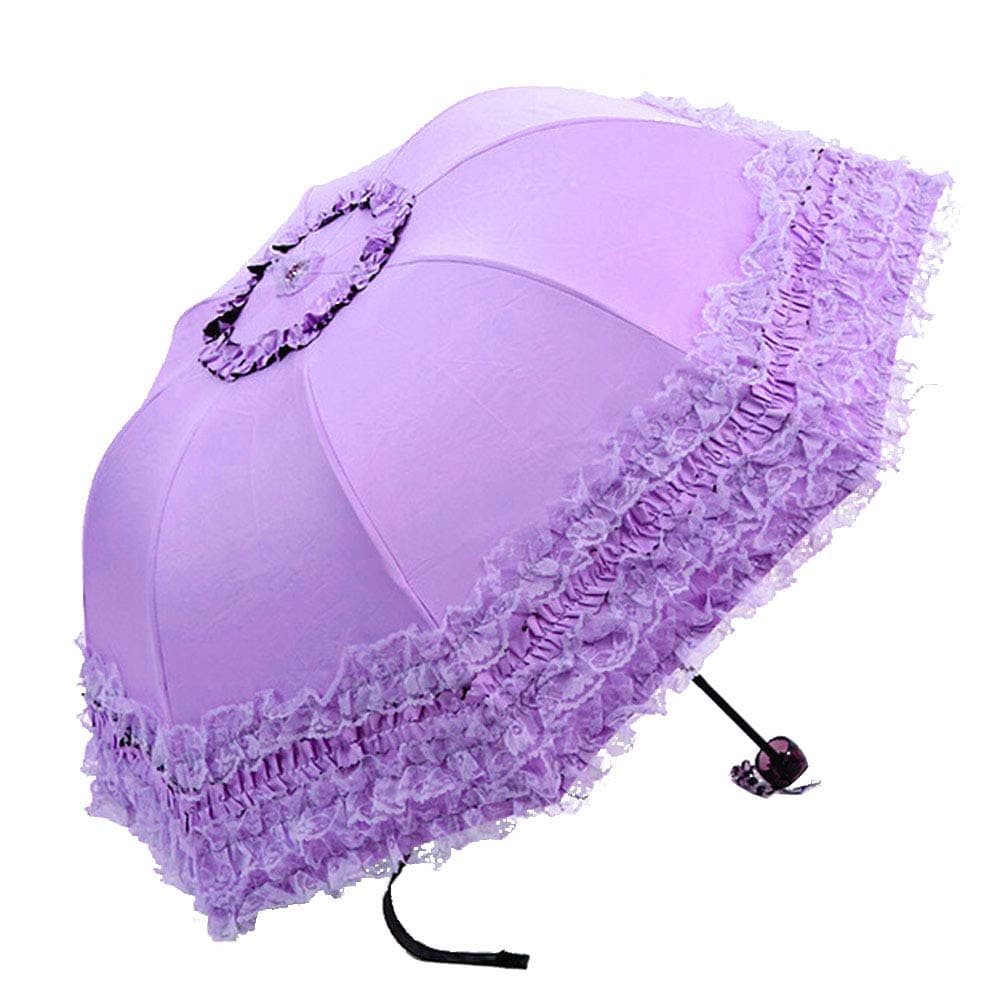 Lace Windproof Folding Sunny and Rainy Umbrella Ultraviolet-Proof Anti Sun UV Protection Parasol Umbrella