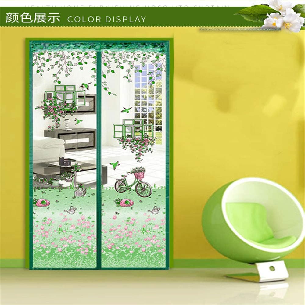 lijunchengxiaodian magnetic screen door is tightly self-sealing magnetic seal, full frame mounting tape, suitable for three sizes of doors, magnet curtains and mosquito screens green 100 * 210cm