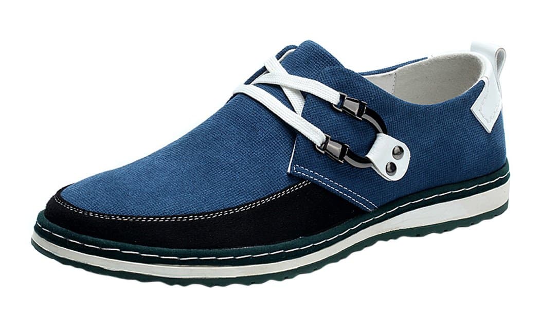 Mulinsen Christmas Men White Buckle Unique Back Heel Breathable Fasion Sneakers(8D(M)US,dark blue)