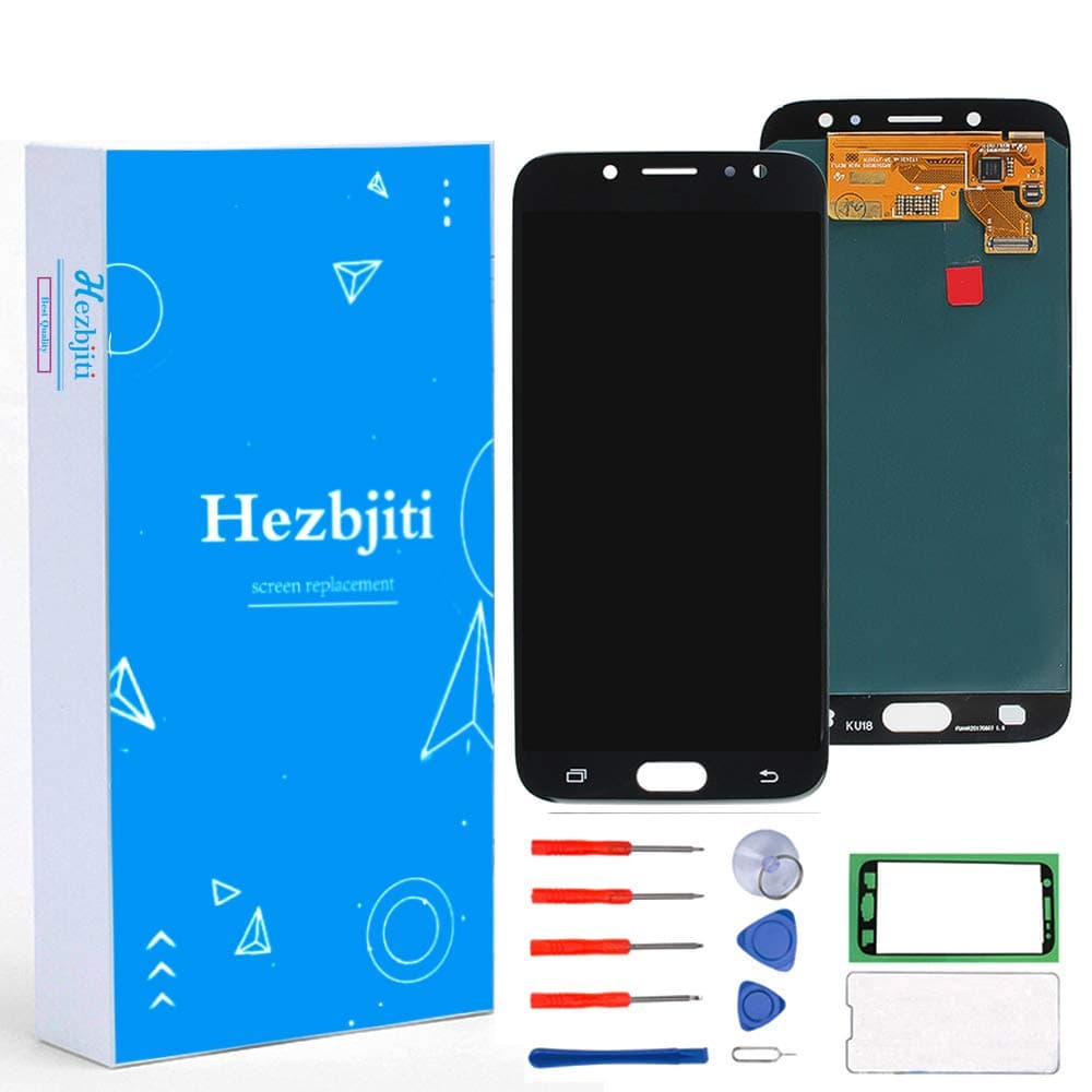 Hezbjiti LCD Compatible for Samsung J7 Pro SM-J730G/DS,Galaxy J730F J730G J730GM J730DS Super AMOLED Display Touch Screen Replacement Digitizer Assembly with Tools and Adhensive(Black)