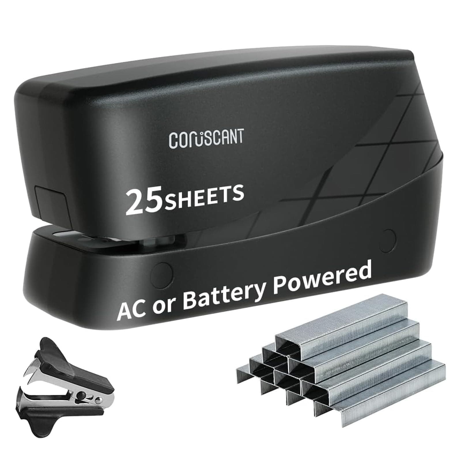 Electric Stapler, Heavy Duty Desktop Stapler, Includes 2000 Staples and 1 Staple Remover, No-Jam Automatic AC or Battery Powered, 25 Sheet, Professional for Office Home School Use