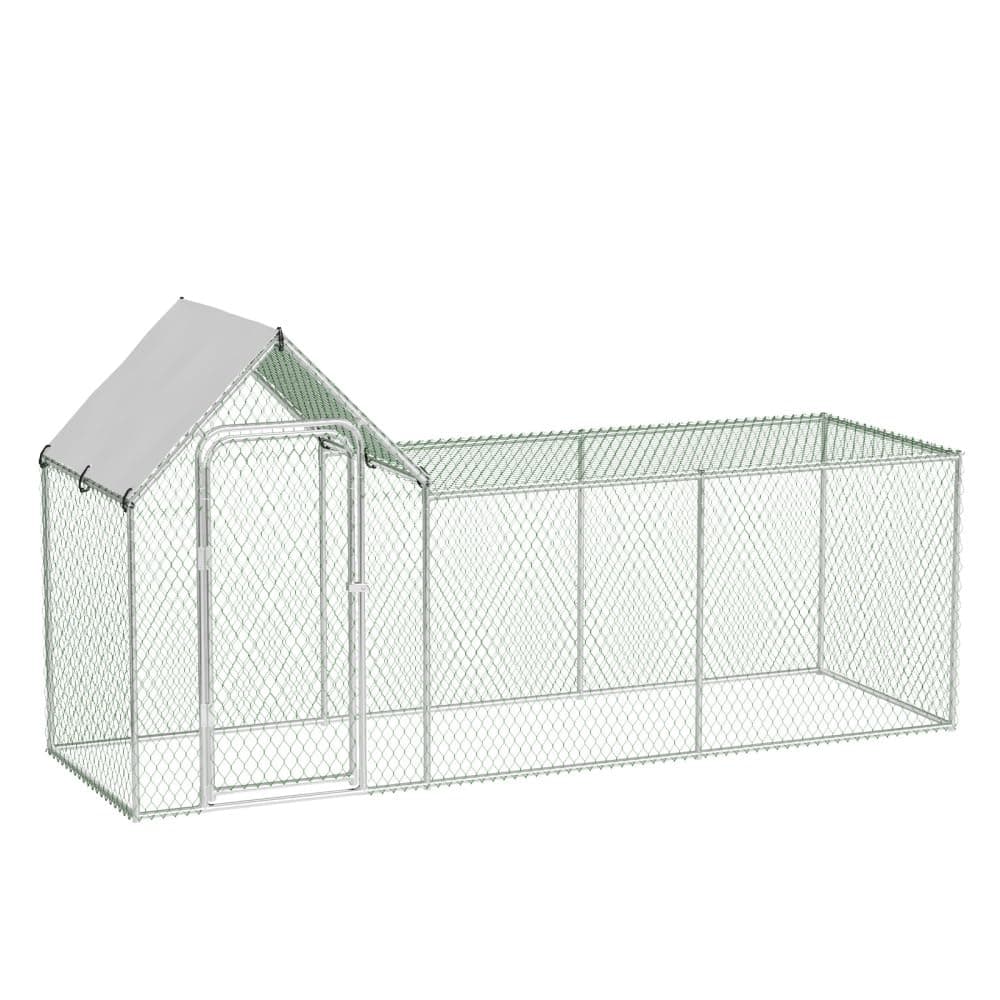 Metal Chicken Coop, Large Chicken Run for 6/10 Chickens, Walk-in Chicken Coop for Yard Poultry Cage with Waterproof and Anti-Ultraviolet Cover for Rabbits Duck Outdoor,10' W x 3.3' D x 5' H