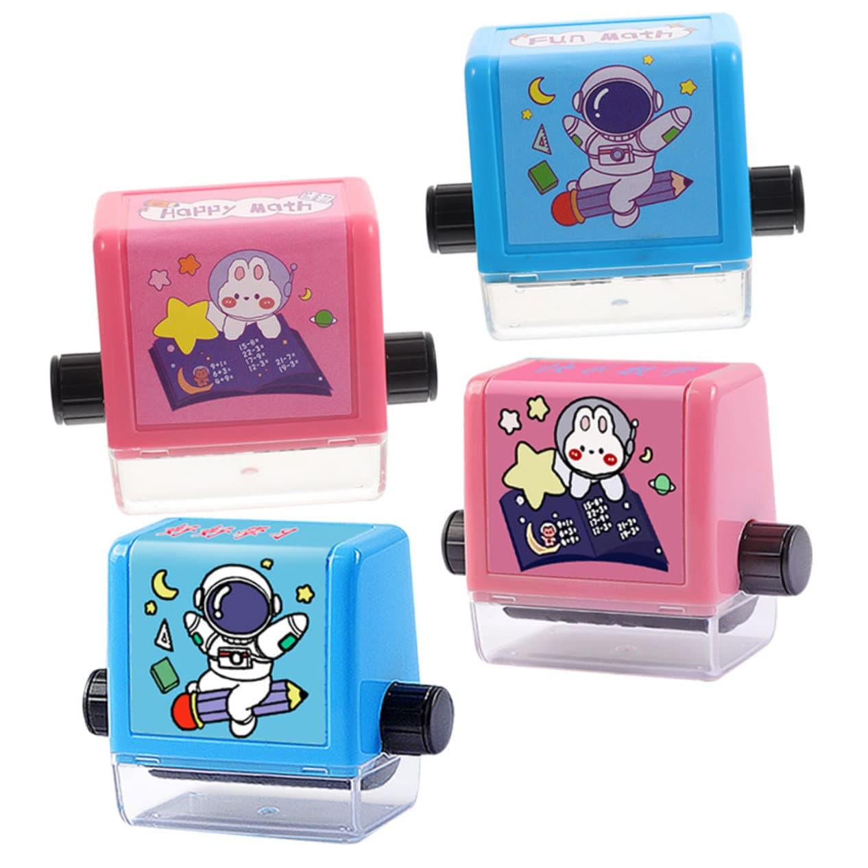 ULDIGI 4 Sets Math Roller Stamp Math Teaching Stamp Math Practice Question Maker Roller Arithmetic Problem Roller Stamp Division Seal Arithmetic Artifact Ink Plastic Intelligent Die Child