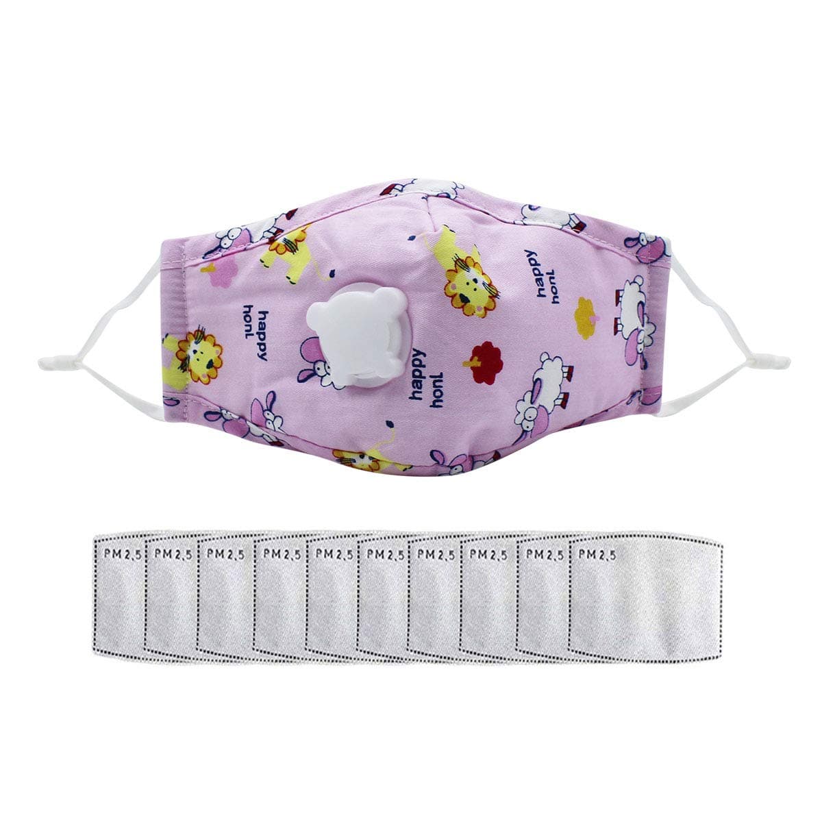 mossty 1 Cotton + 10 pcs Replacements,Washable and Reusable, Pink Cartoon Random, 4-10 Years