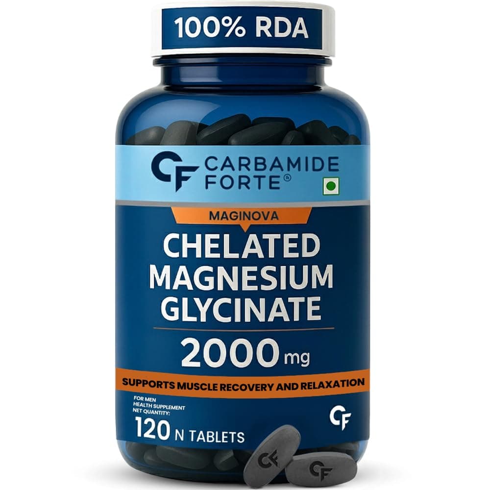 - Carbamide Forte Chelated Magnesium Glycinate Supplement 2000mg Per Serving | Magnesium Supplement Supports Muscle Recovery & Better Sleep - 120 Veg Tablets
