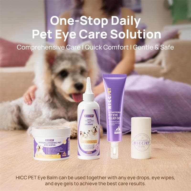 HICC PET Eye Balm for Dogs & Cats, Vet-Recommended Dog Eye Infection Treatment Gently Remove Tear Stain, Debris, Discharge, Crust - Hypoallergenic Pet Eye Cream Cleaner for Wrinkle, Face - 0.21 oz