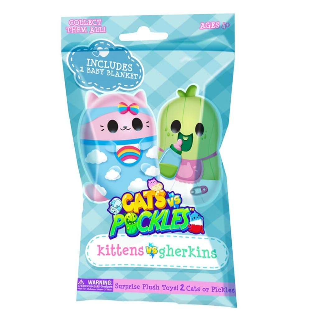 Cats vs Pickles Kittens Vs Gherkins, Mystery Bag, Contains 1 Pair Of 3" Bean Filled Plushies! Collect These As Desk Pets, Fidget Toys Or Sensory Toys. Great For Kids, Boys, & Girls, Collect Them All!