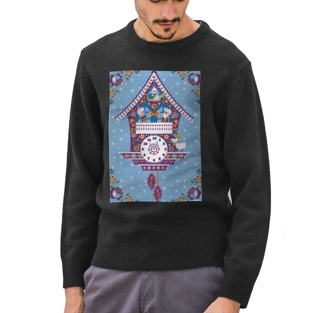 CAVVING Cuckoo Bird Clock Mens 90s Pullover Sweaters