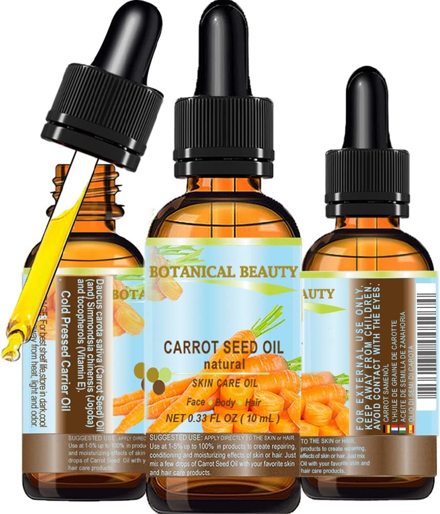 CARROT SEED OIL 100% Natural Cold Pressed Carrier Oil. 0.33 Fl.oz.- 10 ml. Skin, Body, Hair and Lip Care.One of the best oils to rejuvenate and regenerate skin tissues.? by