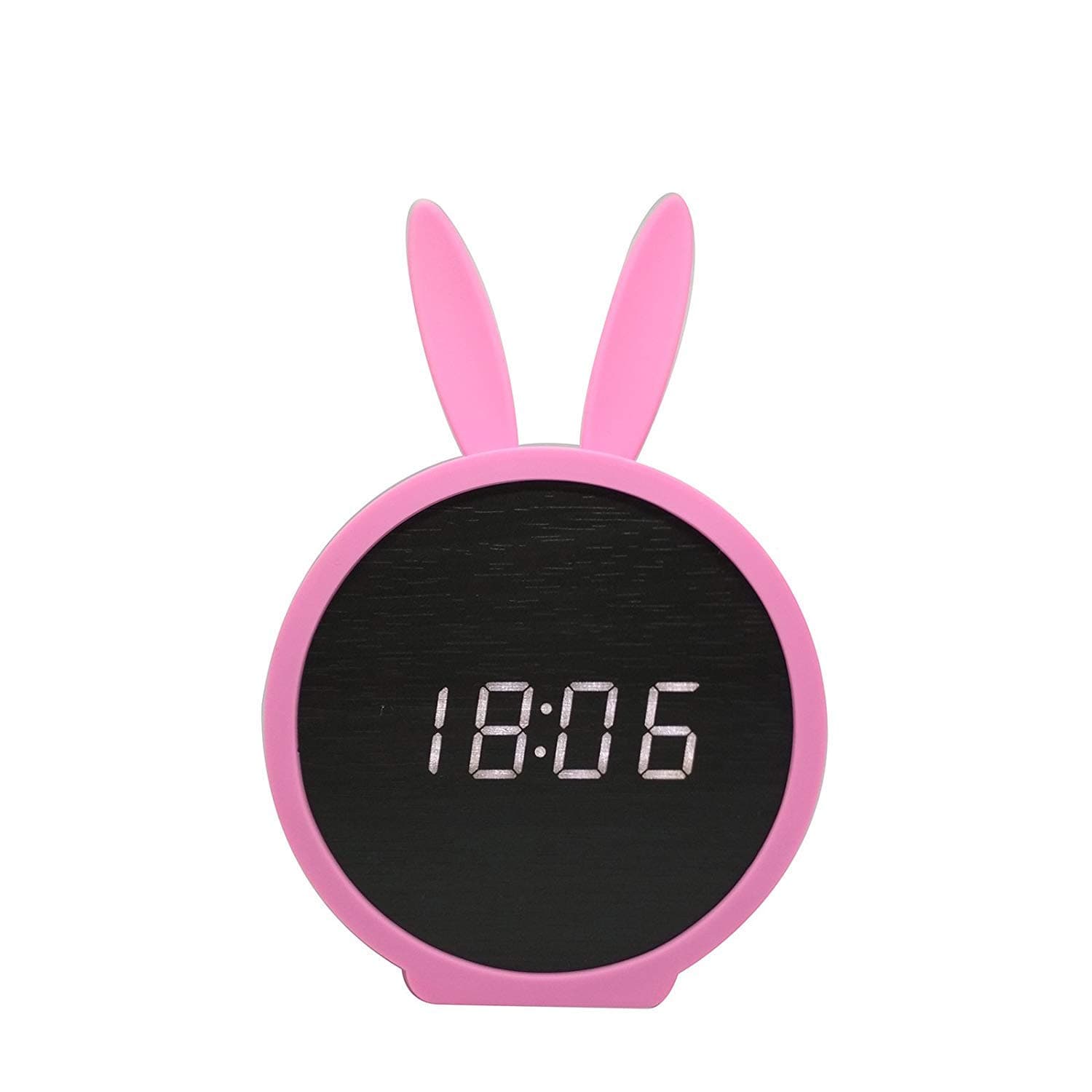 Yatow Kids Alarm Clock, Wooden Alarm Clock LED Display Snooze Time Temperature with Voice Control for Bedroom,Bedside Children Digital Desk Clock