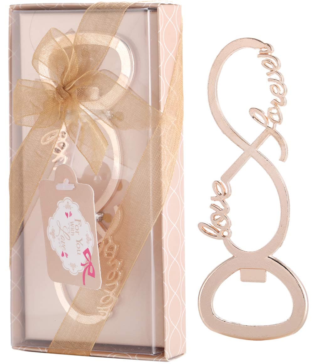 PARTYGOGO Love Forever Bottle Opener for Baby Shower Bridal Shower Favors Wedding Favors Birthday Party Decoration with Gift Box (gold love forever, 12)