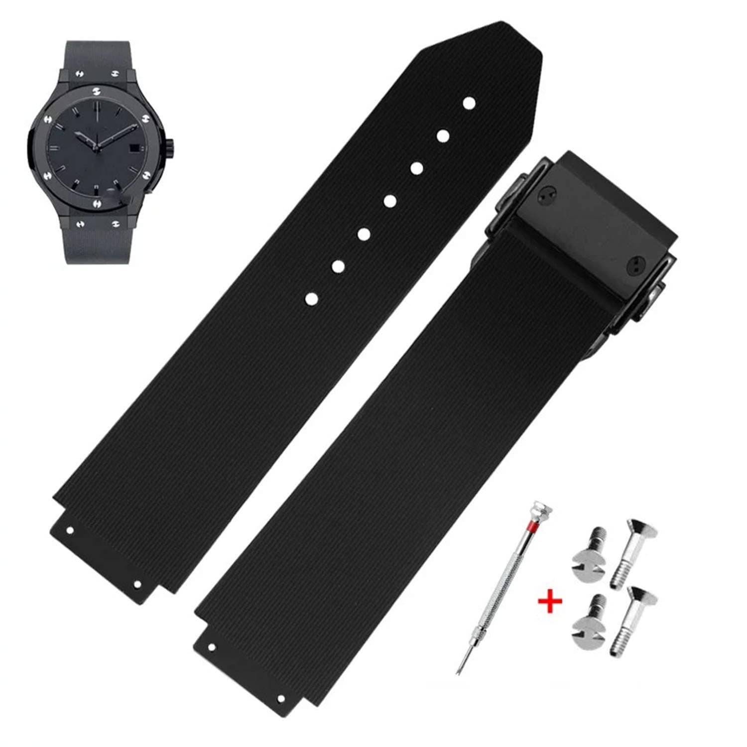 19mm 21mm 25mm Rubber Watch Strap with Replacement Band Tool for Hublot Big Bang