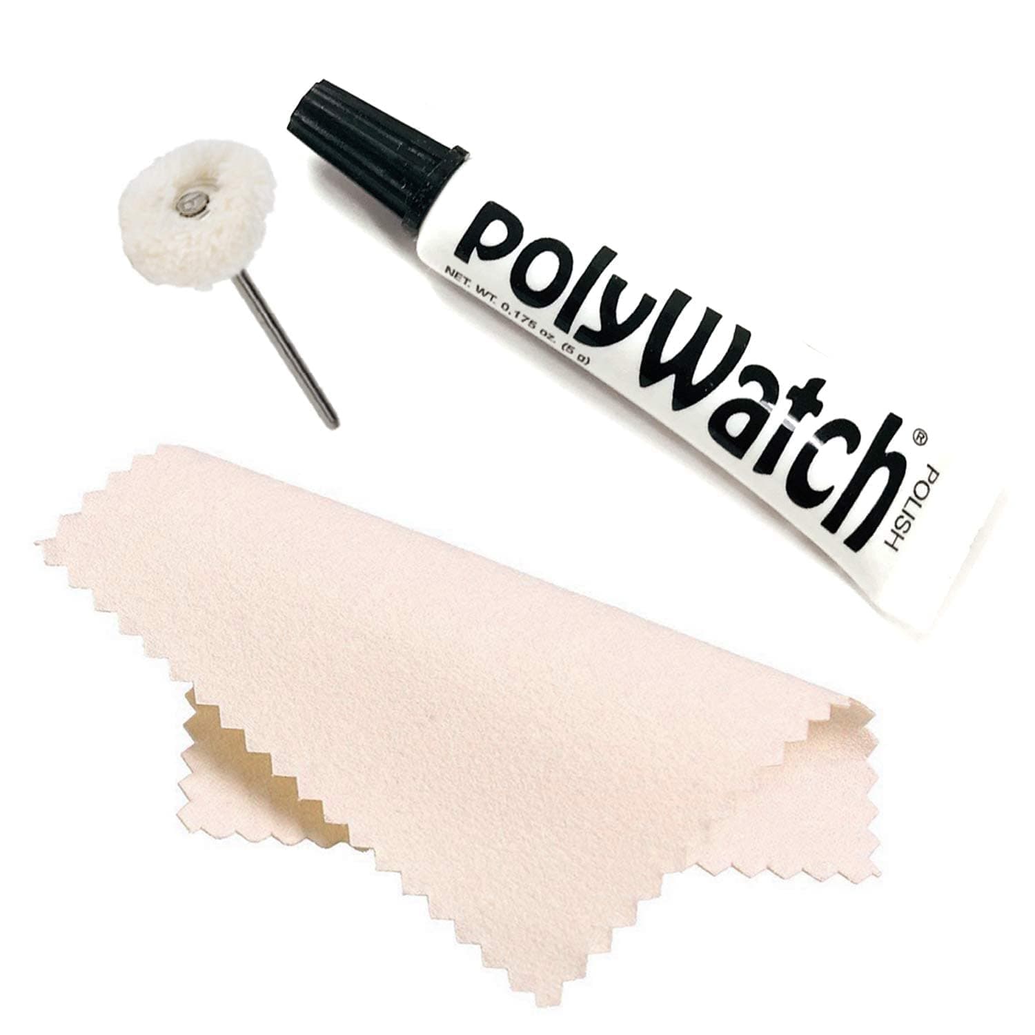 Polywatch Plastic Polish Kit – 5ml Scratch Remover for Plastic, Acrylic & Hesalite Watch Crystals – Includes Buffing String & Polishing Cloth – Restores Clarity on Watch Faces