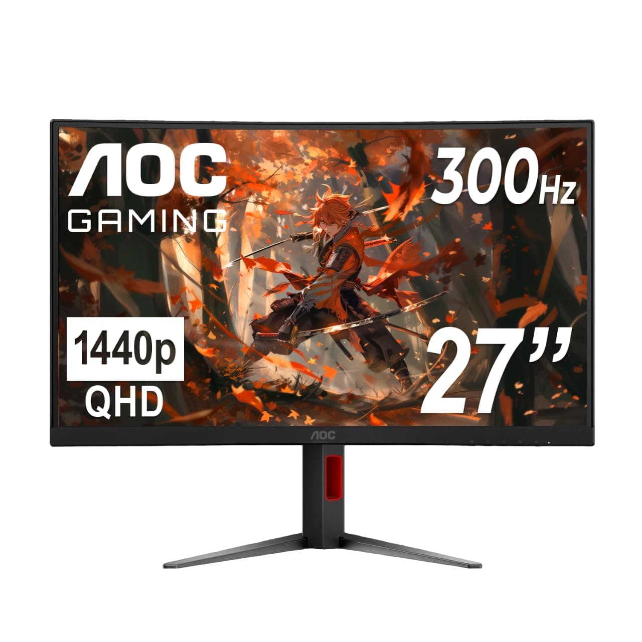 AOC C27G2Z 27" Curved Frameless Ultra-Fast Gaming Monitor, FHD 1080p, 0.5ms 240Hz, FreeSync, 2 x HDMI 2.0, 1 x Display Port, Height Adjustable, Xbox PS5 Switch Ready, 3-Year Zero-Bright-Dot