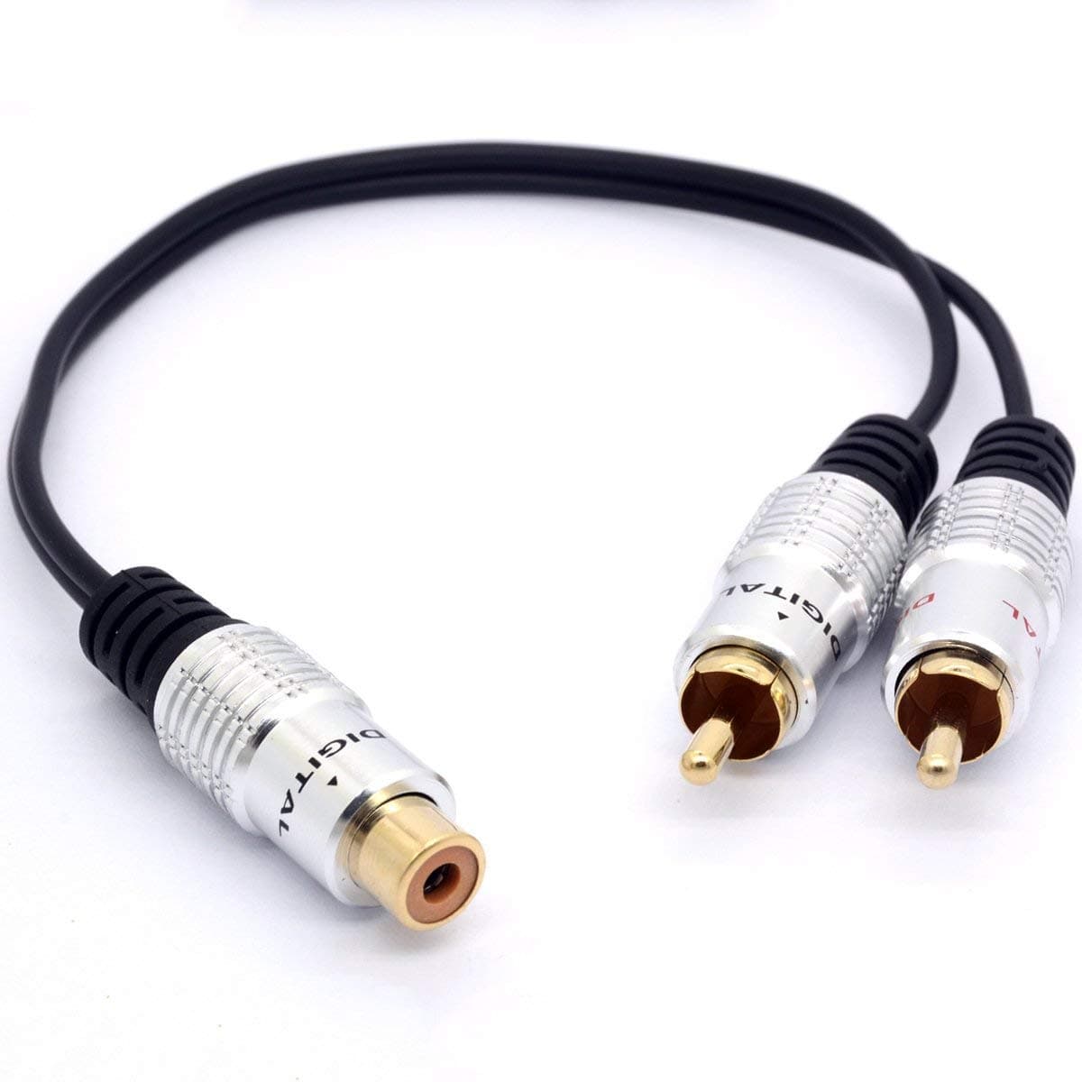 GLHONG 25cm RCA Y Adapter 1 RCA Female to 2 RCA Male Splitter Cable for Audio...