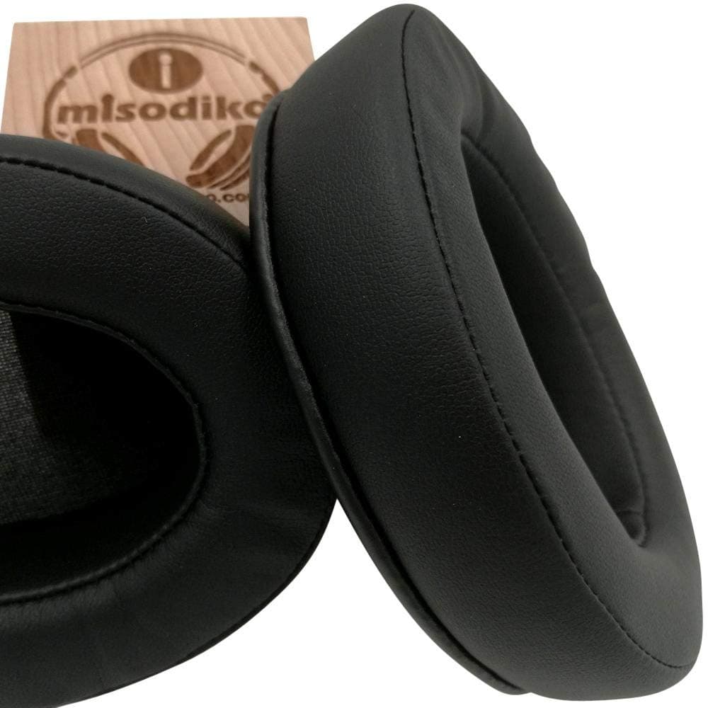 misodiko [Upgraded Comfy] Memory Foam Ear Pads Cushions - Black Protein Leather -Suitable for Large Over The Ear Headphones - Compatible with ATH M50, ATH-M50x, ATH-M30x, MSR7NC, ATH-M40x
