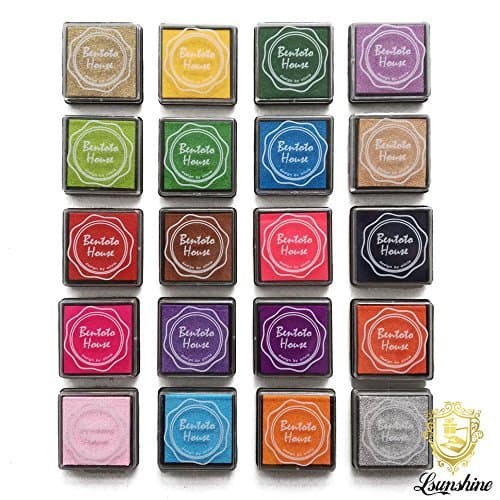 Lsunshine Craft Ink Pad Stamps Partner Diy Color,20 Colors Rainbow Finger Ink pad Rubber Finger Printing Stamp, Paper, Wood Fabric (pack of 20) by Lsushine