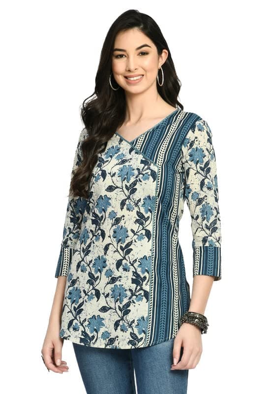 MeesanWomen's Casual Ethnic 3/4 Sleeve Printed Tunic