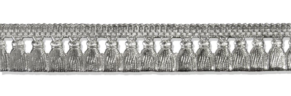 Kunze Dresden Trim Border Fringed Tassel Strips, 5/8-Inch, Silver