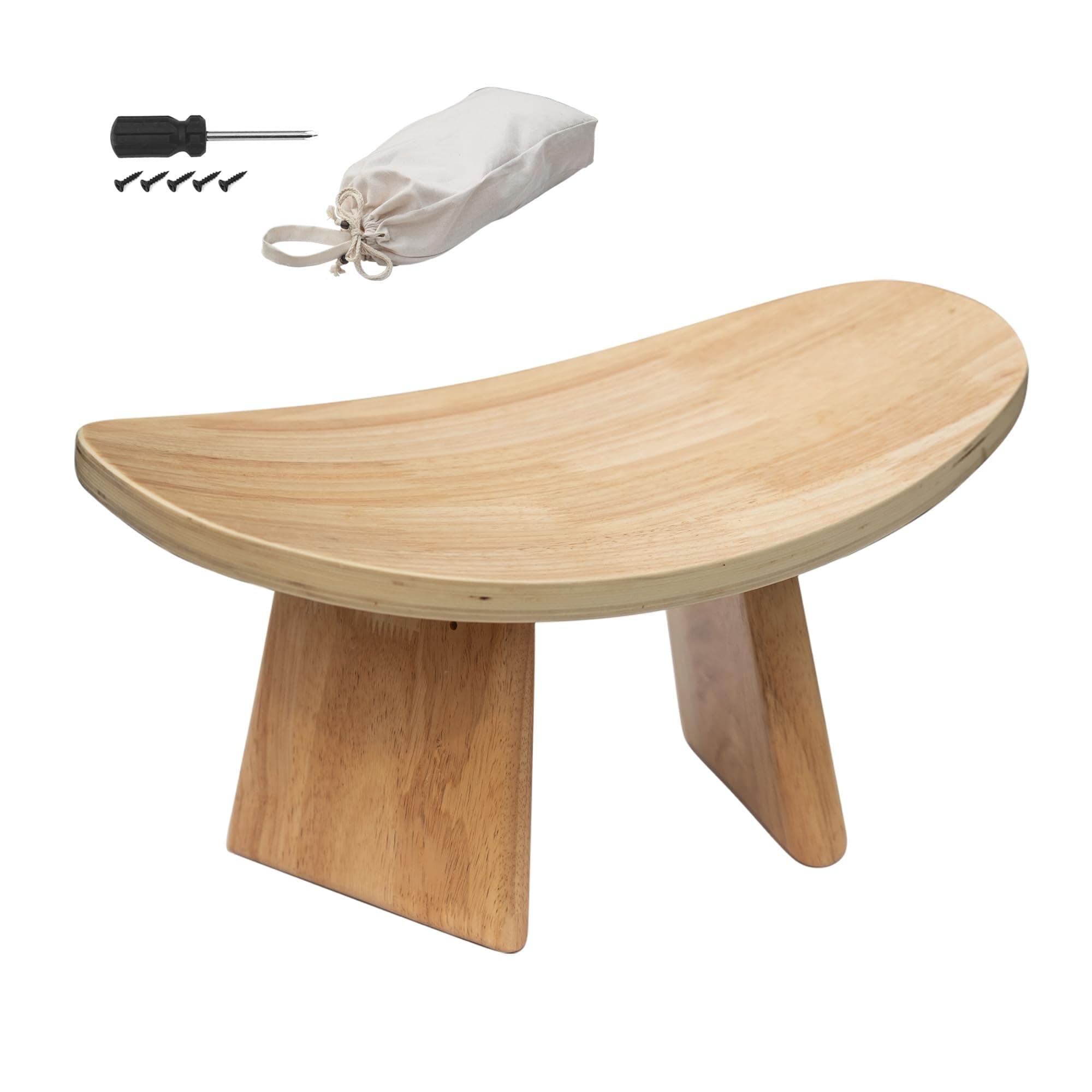 Ergonomic Wooden Meditation Bench for Seiza & Yoga Practice - Natural Portable Kneeling Seat for Travel & Prayer