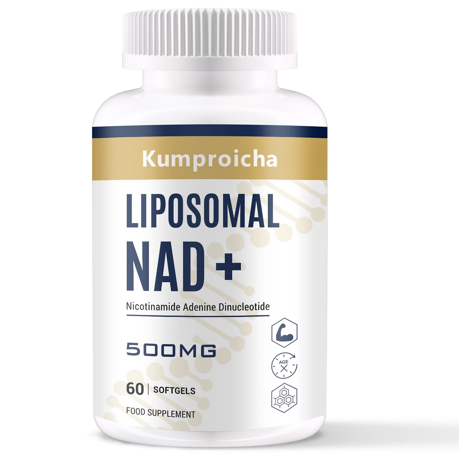 Liposomal NAD+ 500mg with TMG 250mg Softgels, Actual NAD+ Supplement for Cellular Repair & Energy Metabolism (60 Count (Pack of 1))