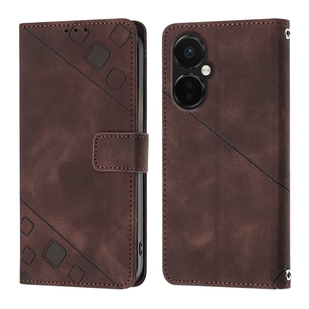 LEMAXELERS Case for OnePlus Nord N30 5G, OnePlus Nord N30 5G Wallet Phone Case with [Credit Card Holder] Indentation Texture PU Flip Leather Phone Case for OnePlus Nord N30 5G Brown YBY