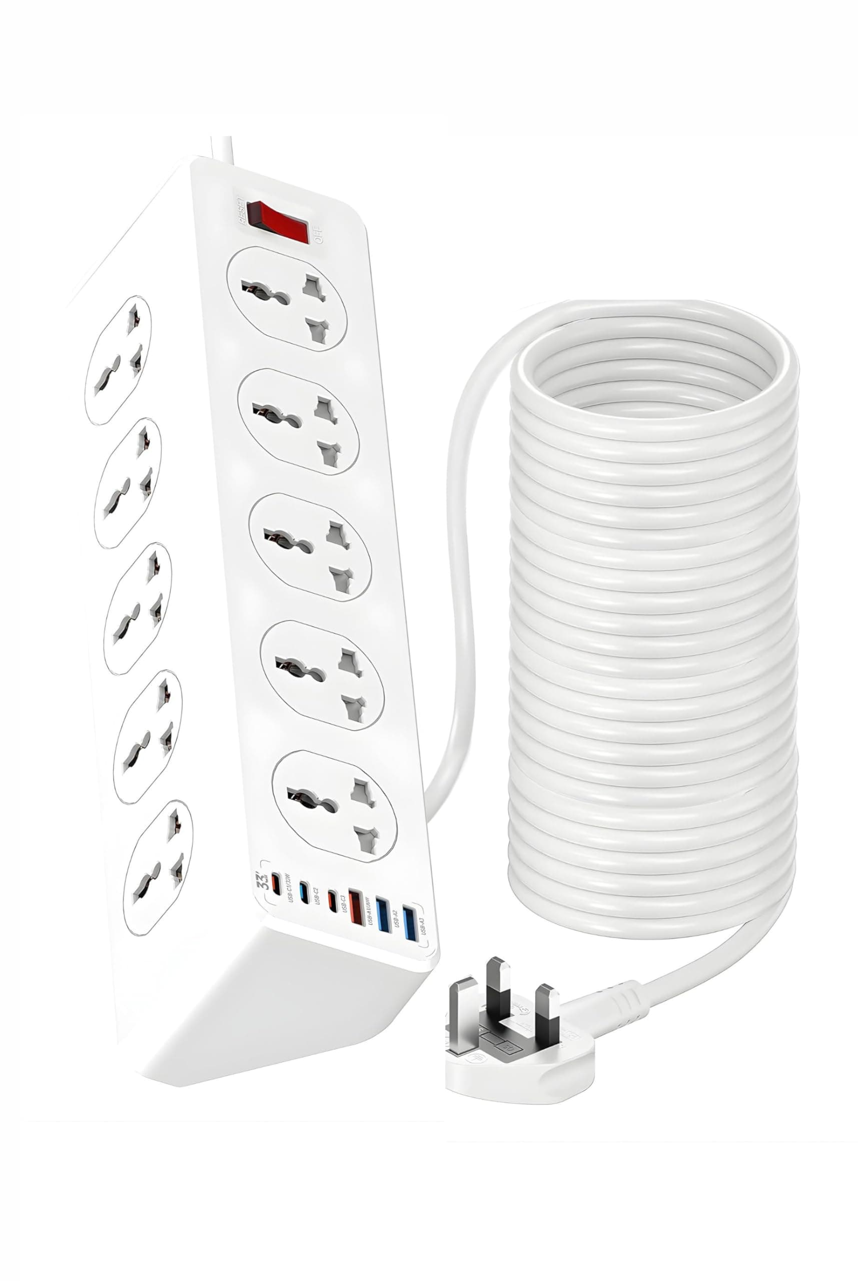 LDNIO Power strip extension (1 year warranty) with 10 Outlet Surge protector power sockets 6 USB Ports_power extension 30W PD+QC Fast charging adapter sockets 2-meter heavy-duty power Extension Cord