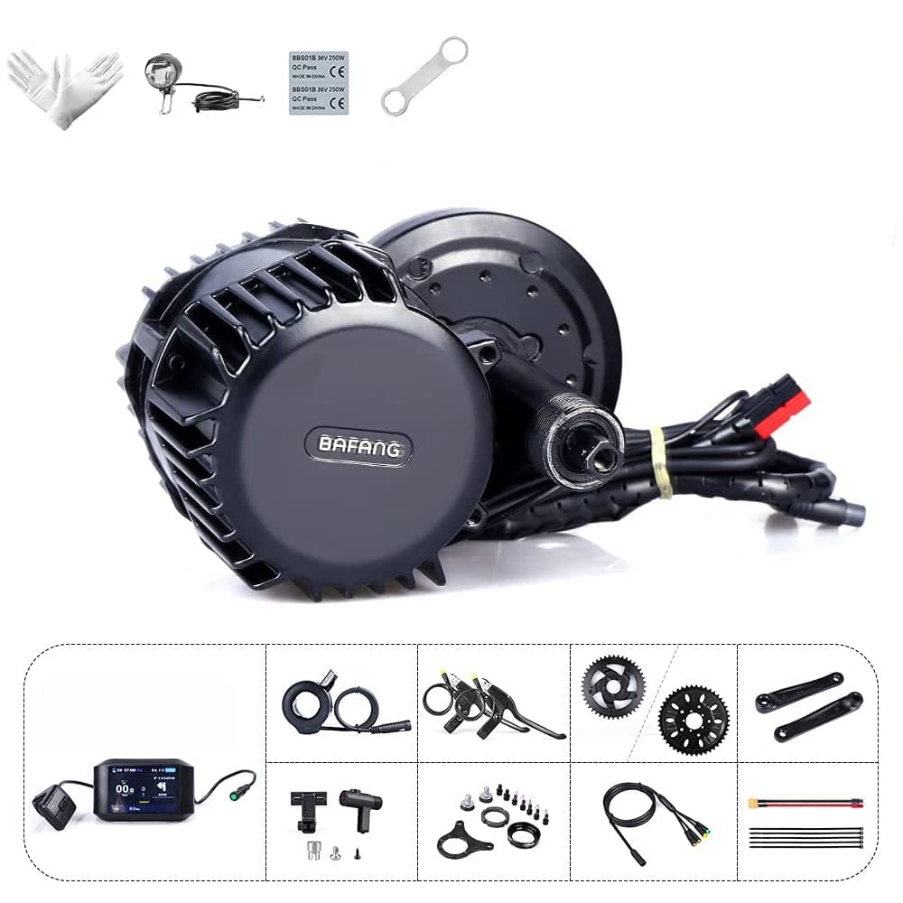 Bafang BBS 1000W Lastest Model 48V/52V 1000W Ebike Electric Bicycle Motor Mid Drive Electric Bike Conversion Kit with 48V 52V 18Ah - 20Ah Downtube and 48/52V 17.5Ah Rear Rack Battery (Optional)